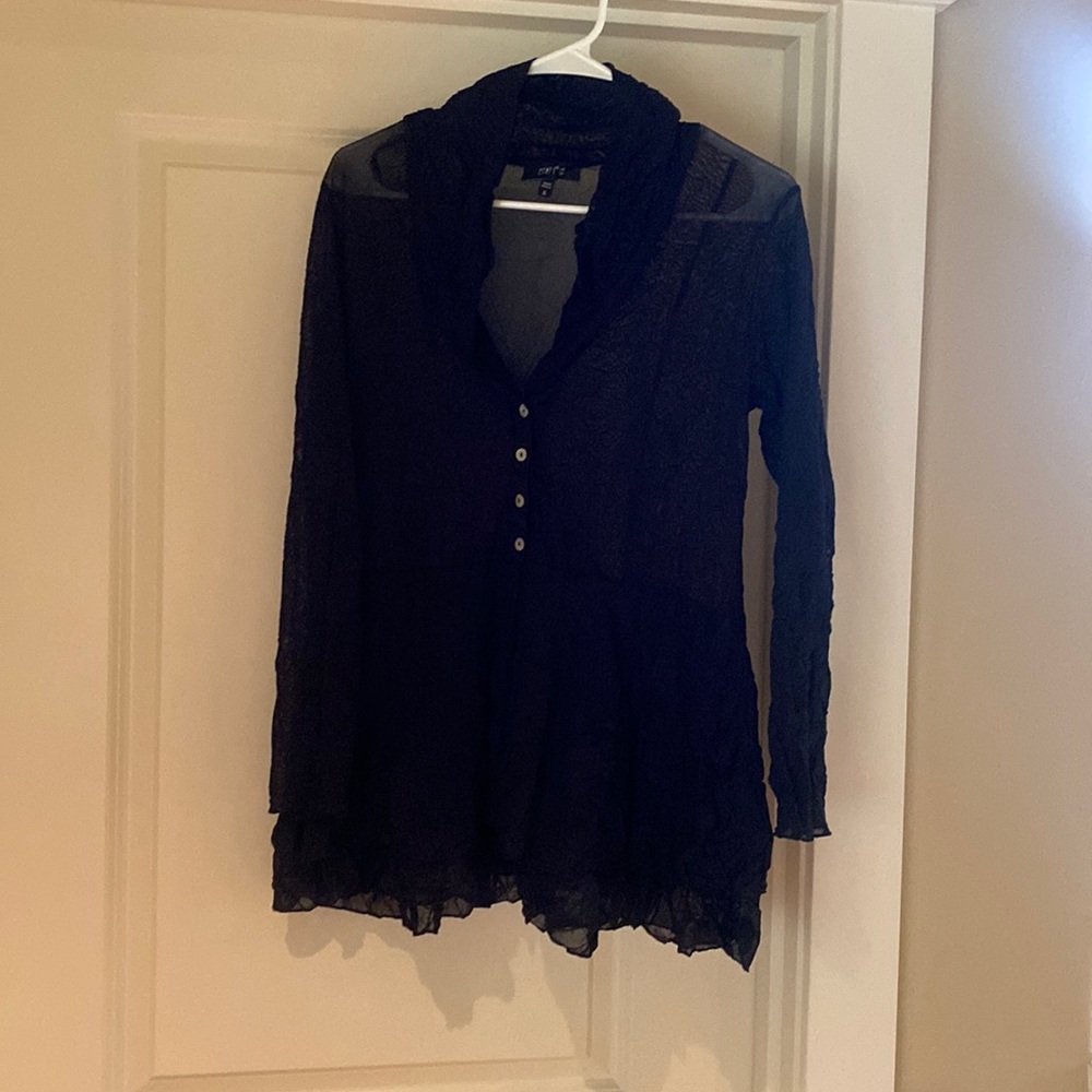 Sheer half button up blouse